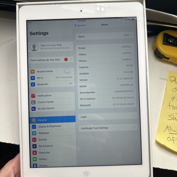 APPLE IPAD AIR 1st GEN| MD788LL/B | 9.7" | 16GB | WIFI | SPACE GRAY EUC/Box (#3) - Picture 9 of 13